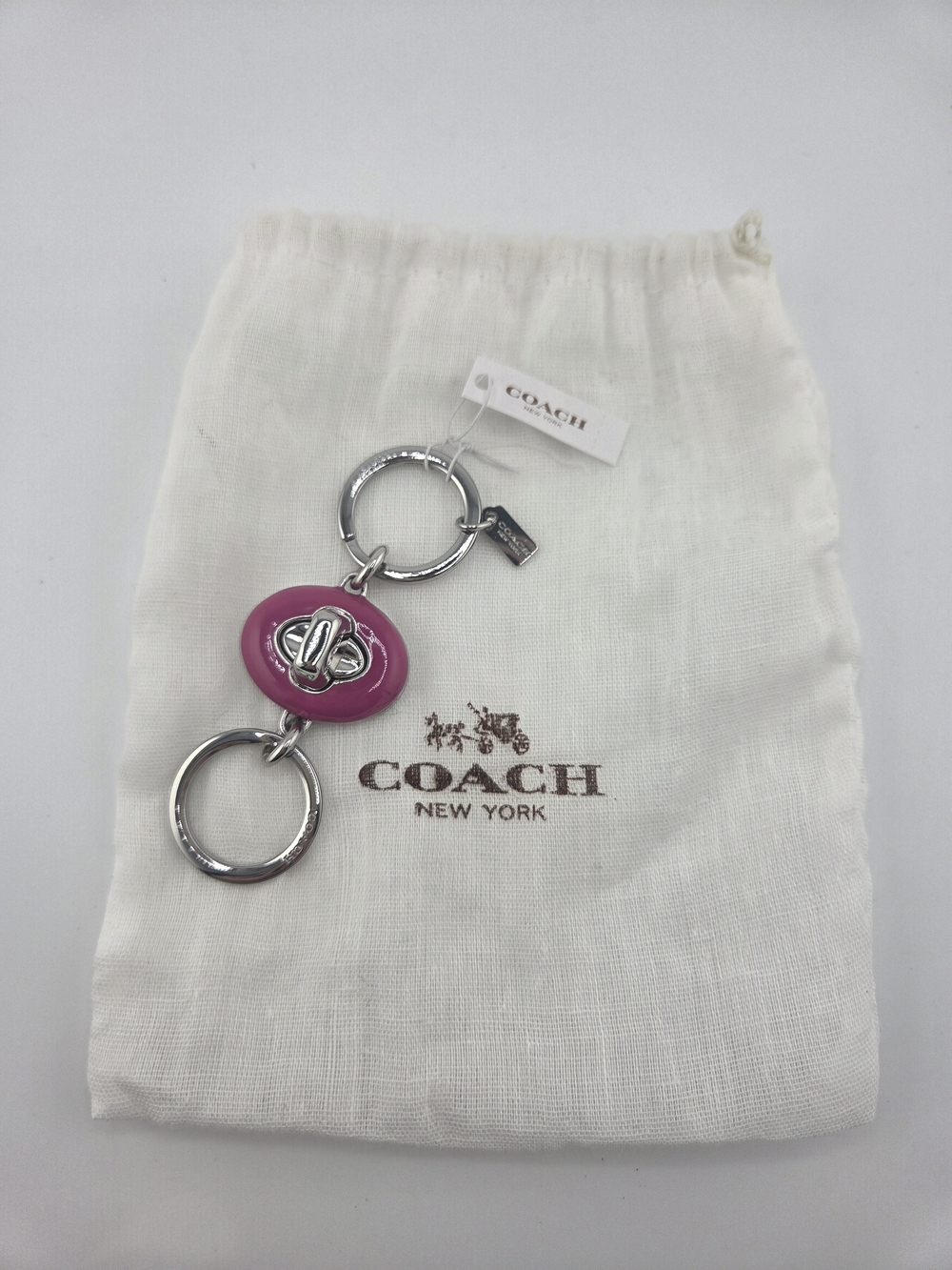 COACH Y2K Pink Turnlock Keyring Keychain Charm